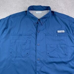 Columbia Shirt Mens 2XL Blue Tamiami II Short Sleeve Performance Fishing Vented